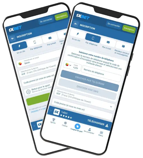 1xbet inscription via l'application mobile