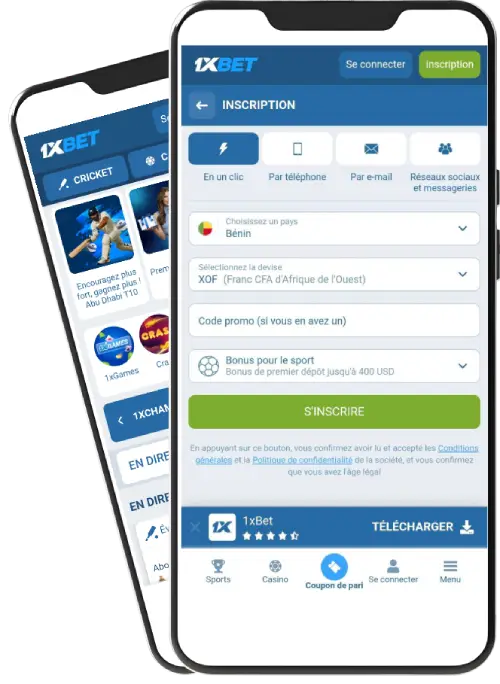 La première inscription sur 1xBet